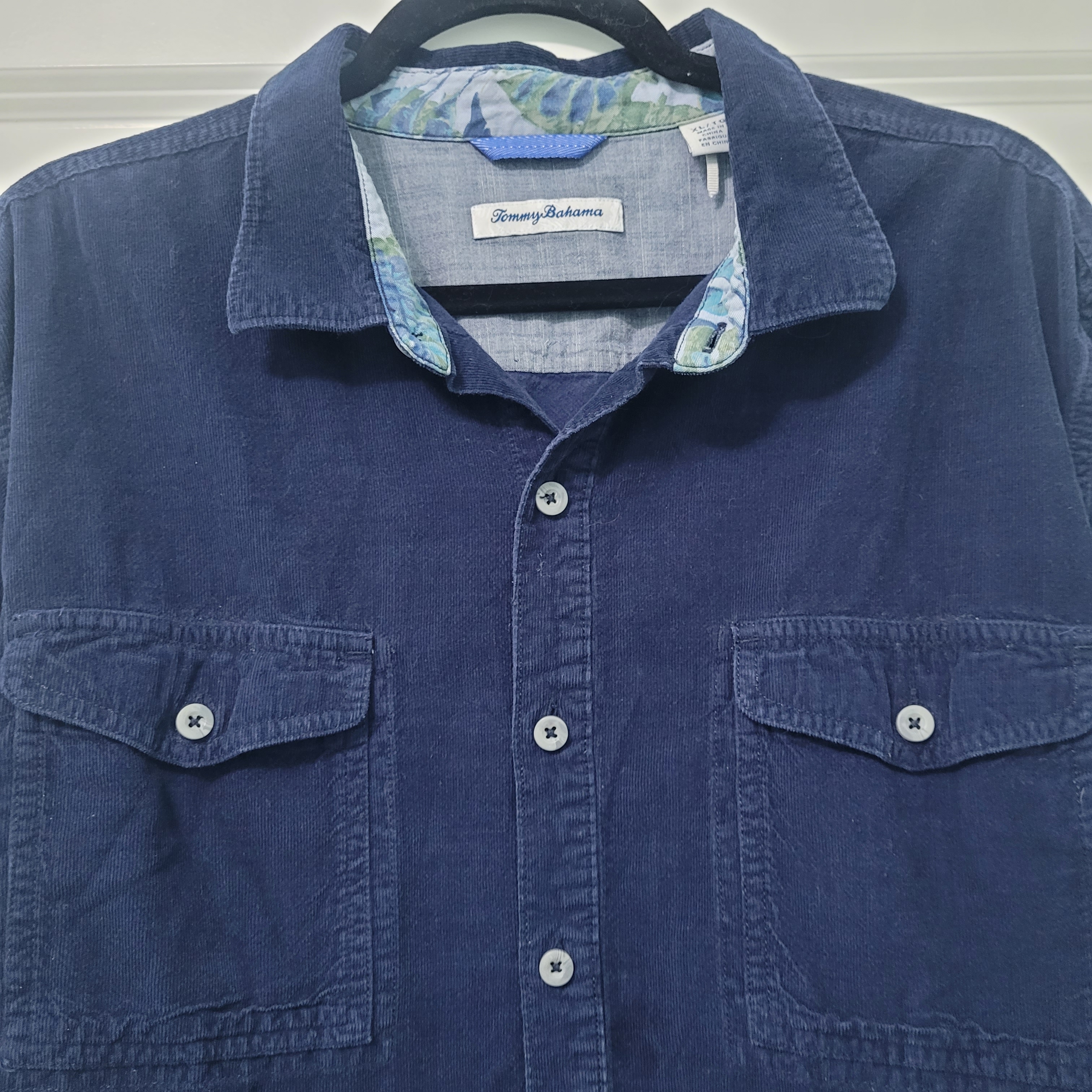 Tommy Bahama Men's Corduroy Sun Coast Corduroy Blue Jean Button Shirt Size Xl
